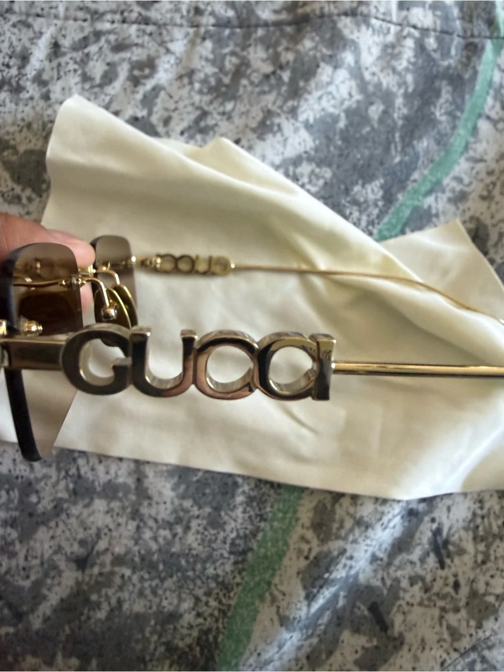 Gucci Gold Frame Sunglasses with Gray Lenses
